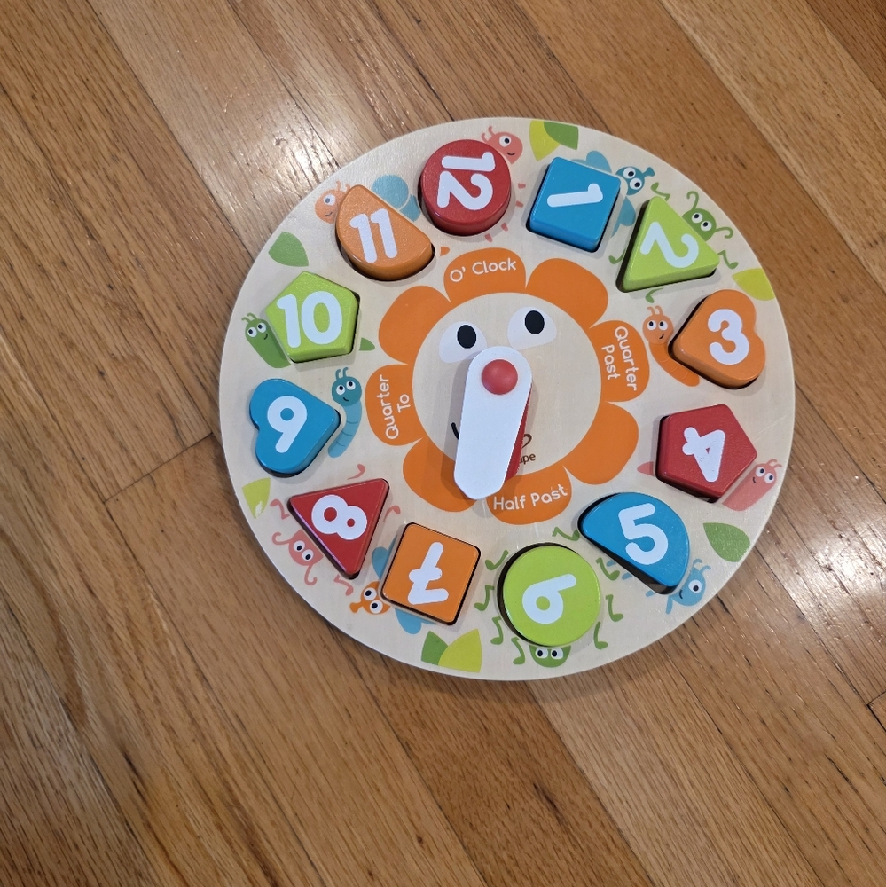 Wooden Clock With Removable Blocks